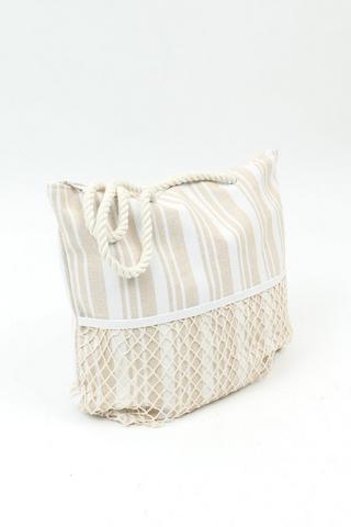 Front Pocket Stripe Beach Bag, L38xw40xh14cm