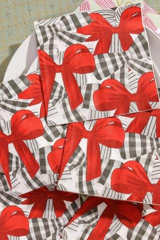 20 Pack Festive Bows Serviettes