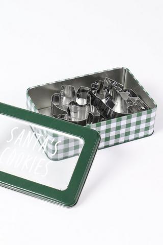 6 Piece Festive Cookie Cutter Set With Tin