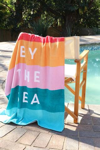 Polycotton Typo Stripe Beach Towel, 90x150cm