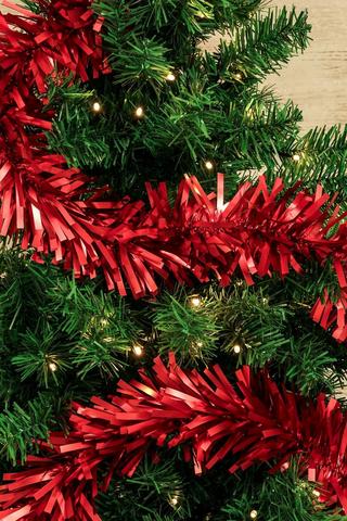 Matte Leaf Thick Tinsel Garland, 2m