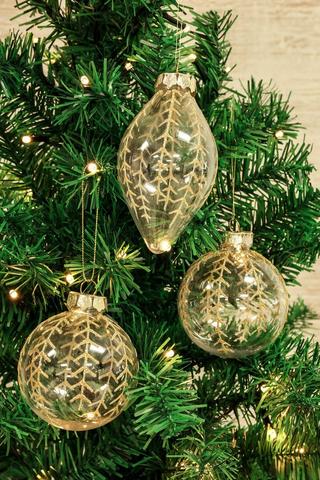 3 Pack Leaf Baubles, 8x24cm