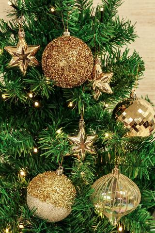 20 Pack Glitter Metallic Baubles, 32cm
