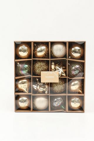 20 Pack Glitter Metallic Baubles, 32cm
