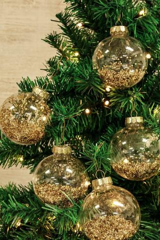 6 Pack Glitter Bead Baubles, 23x16cm