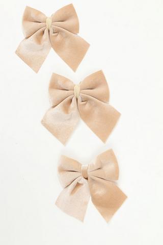 3 Pack Velvet Bow Decor, 9x10cm
