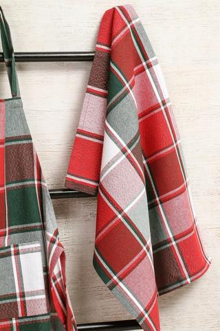 Festive Check Cotton Tea Towel