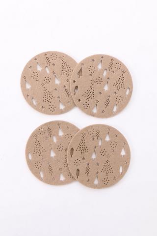 4 Felt Festive Tree Coasters