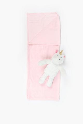 Flannel Blanket With Soft Toy Unicorn, 75x90cm
