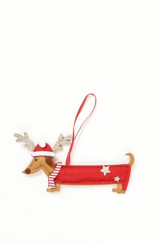 Felt Sausage Dog Hanging Decor, 12cm