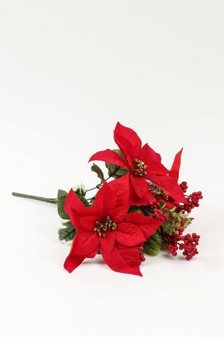 Poinsettia And Berry Bunch, 50cm