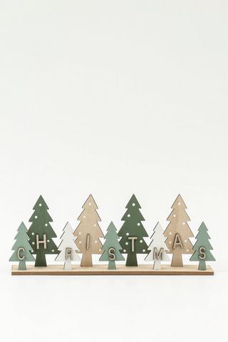 Christmas Tree Wooden Sign, 34x14cm