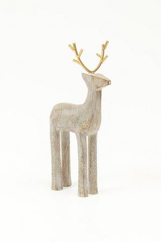 Woodgrain Reindeer Statue, 17x30cm