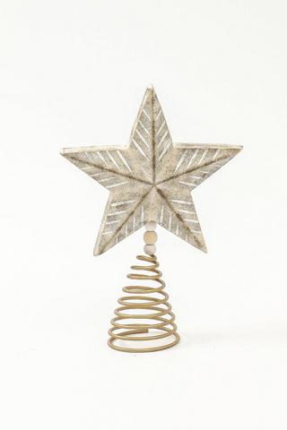 Wooden Star Tree Topper, 18cm