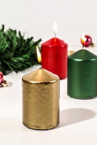 Festive Pillar Candle, 5x8cm