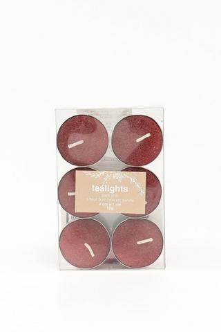 6 Pack Glitter Tealights, 4cm