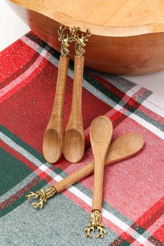 4 Acacia Reindeer Spoons