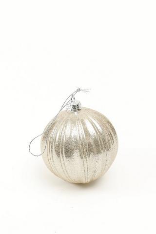 Glitter Ribbed Bauble, 8cm