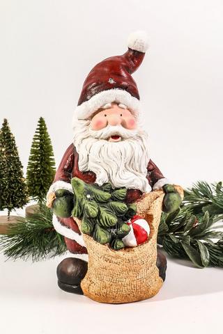 Santa Sack Ceramic Statue, 20x36cm