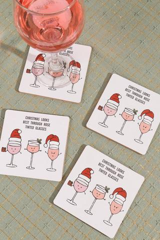 4 Printed Tinted Glasses Coasters