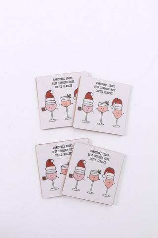 4 Printed Tinted Glasses Coasters