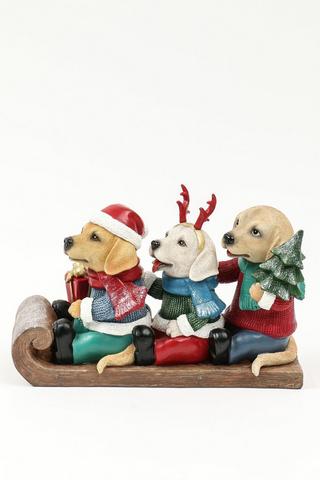 Sleigh Doggies Ceramic Statue, 22x33cm