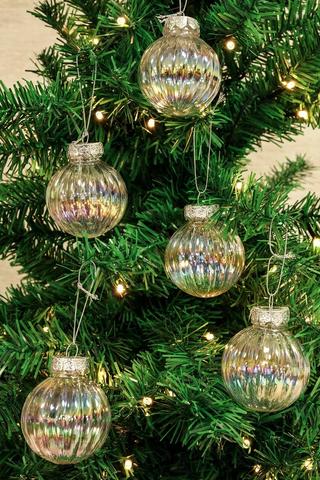 12 Pack Iridescant Baubles, 6cm