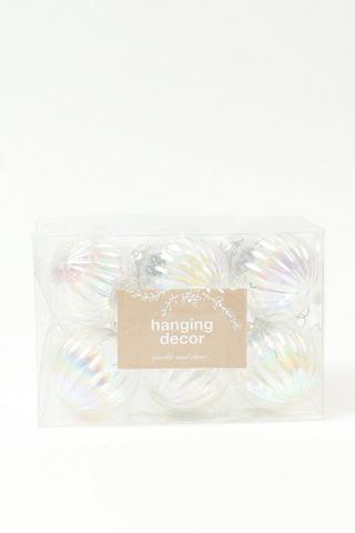 12 Pack Iridescant Baubles, 6cm