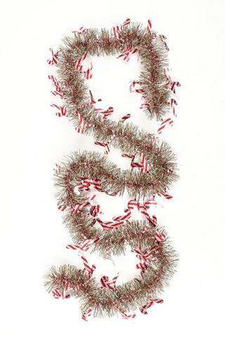 Candy Cane Tinsel Garland, 50cm