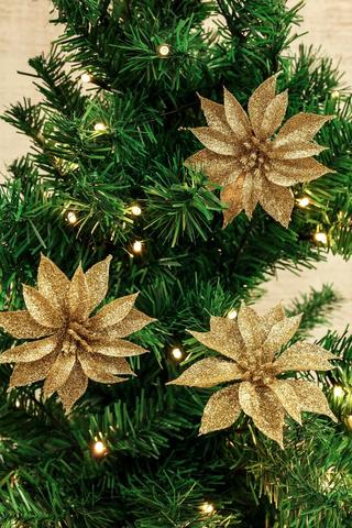 3 Pack Poinsettia Tree Clips, 10cm