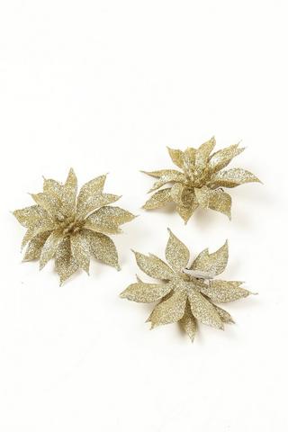 3 Pack Poinsettia Tree Clips, 10cm