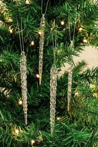 4 Pack Icicle Hanging Decor, 15cm