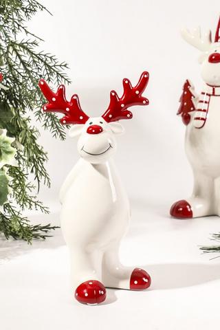 Star Reindeer Ceramic Statue, 11x23cm