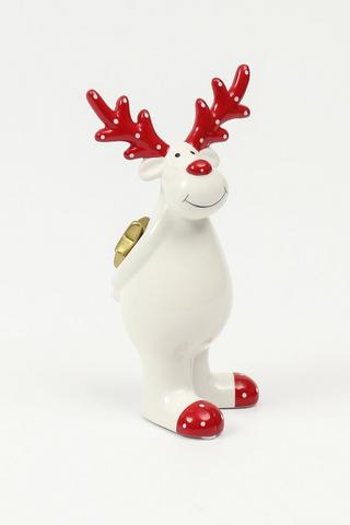 Star Reindeer Ceramic Statue, 11x23cm