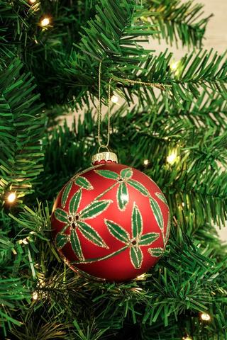 Poinsettia Hanging Bauble, 10cm