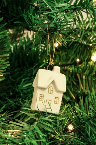 Ceramic House Hanging Decor, 11cm