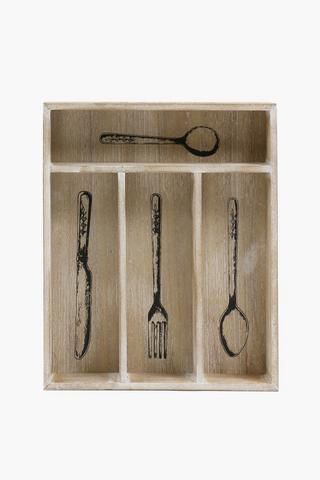 Farm Fresh Wooden Cutlery Tray