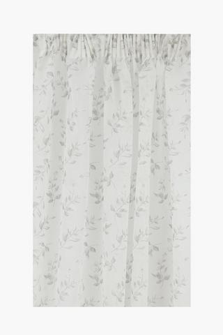 Sheer Printed Vine Leaf Taped Curtain, 230x218cm