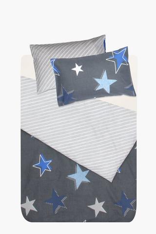 Polycotton Wright Stars Reversible Duvet Cover Set