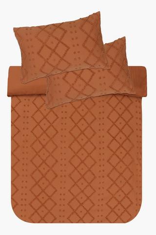 Tufted Rustic Geometric Duvet Cover Set