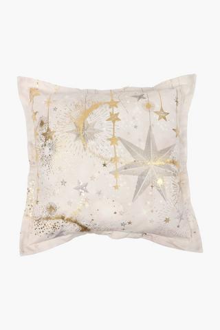 Christmas Printed Shine Scatter Cushion, 55x55cm