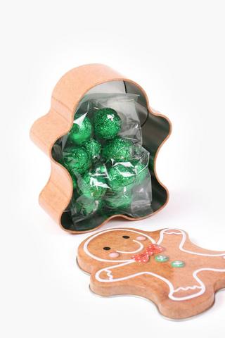 Choc Balls In Gingerbread Man Tin, 60g