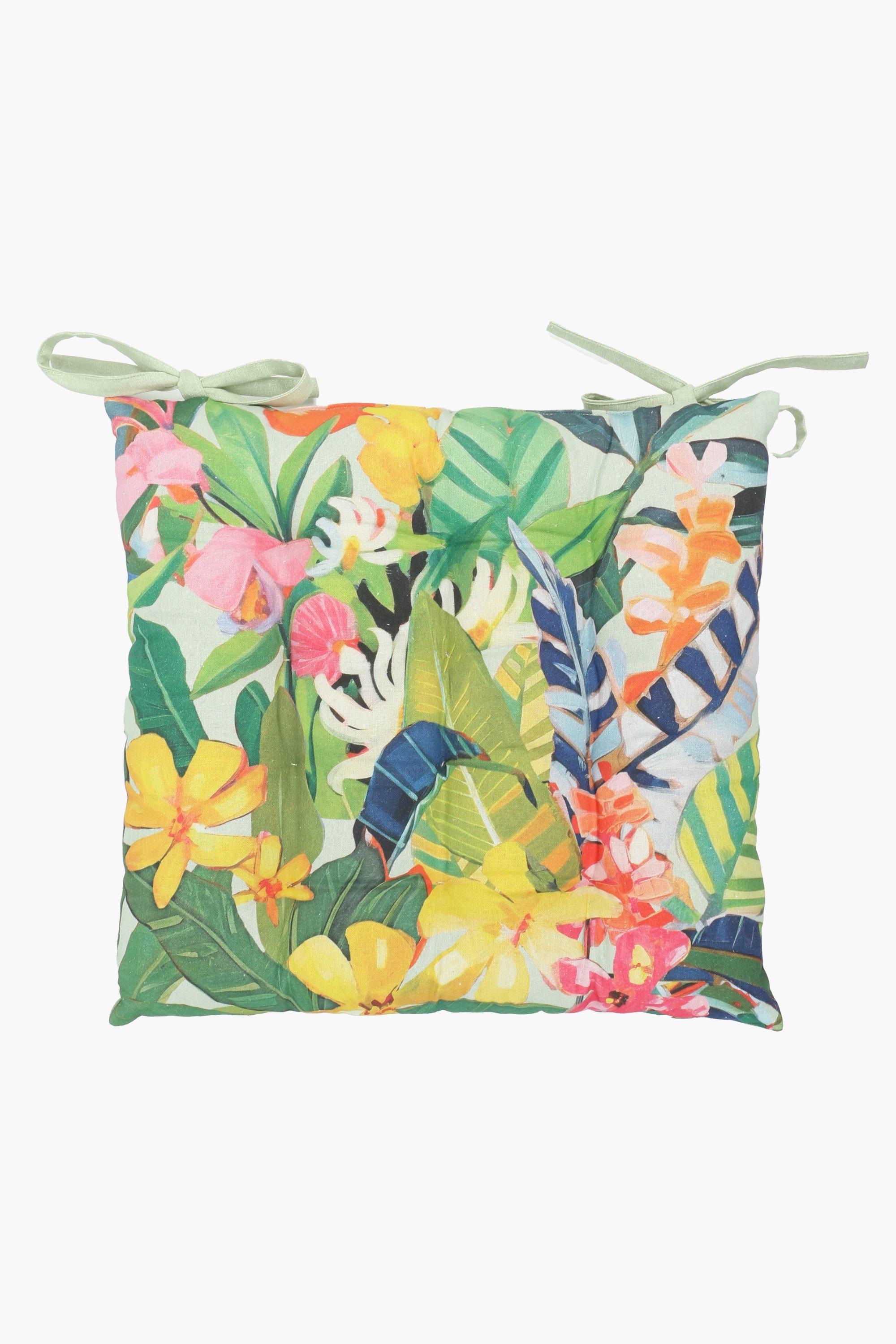 Printed Kinsey Floral Cotton Chair Pad, 40x40cm
