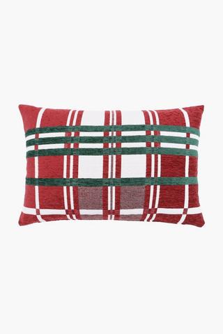 Christmas Chenille Gingham Scatter Cushion, 40x60cm