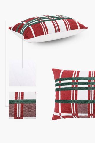 Christmas Chenille Gingham Scatter Cushion, 40x60cm