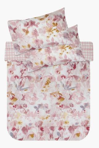 Soft Touch Gytha Floral And Check Reversible Comforter Set
