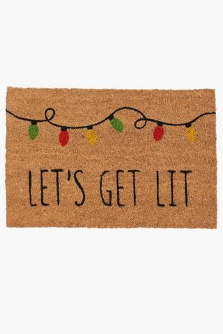 Christmas Coir Get Lit Door Mat, 40x60cm