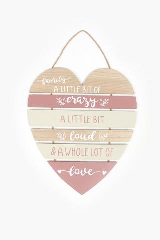 Crazy Fam Slatted Heart Sign, 36x54cm