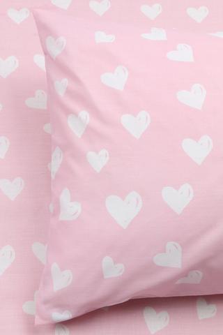 Polycotton Printed Heart Pillowcase