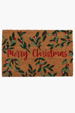 Christmas Coir Script Door Mat, 40x60cm